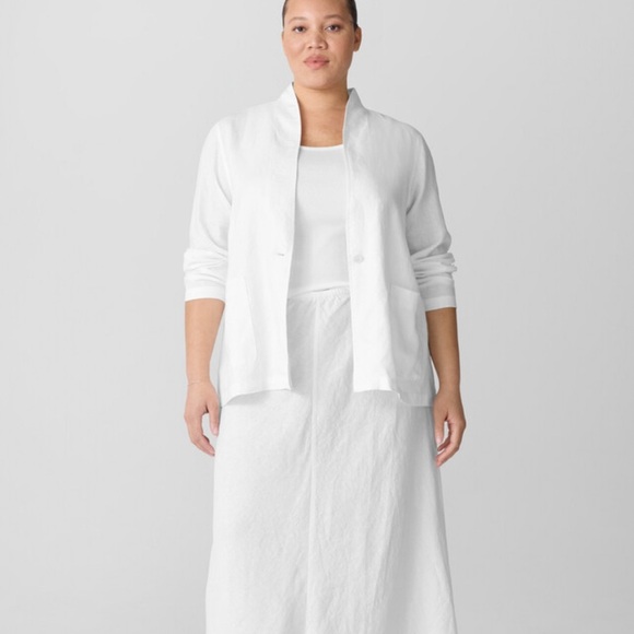 Eileen Fisher Jackets & Blazers - Eileen Fisher High Collar Organic Linen Jacket
NWT in White
